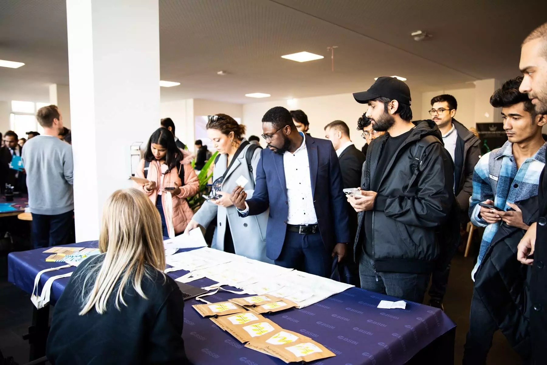 Students learning more about the companies
