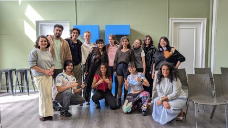 Group of students from BSBI standing together at UE Amsterdam