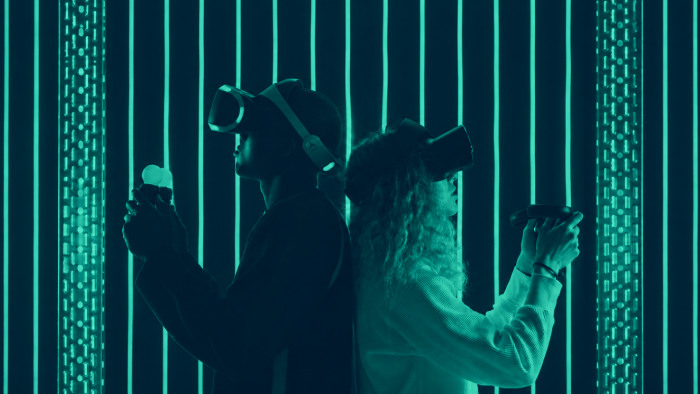 two students with VR sets