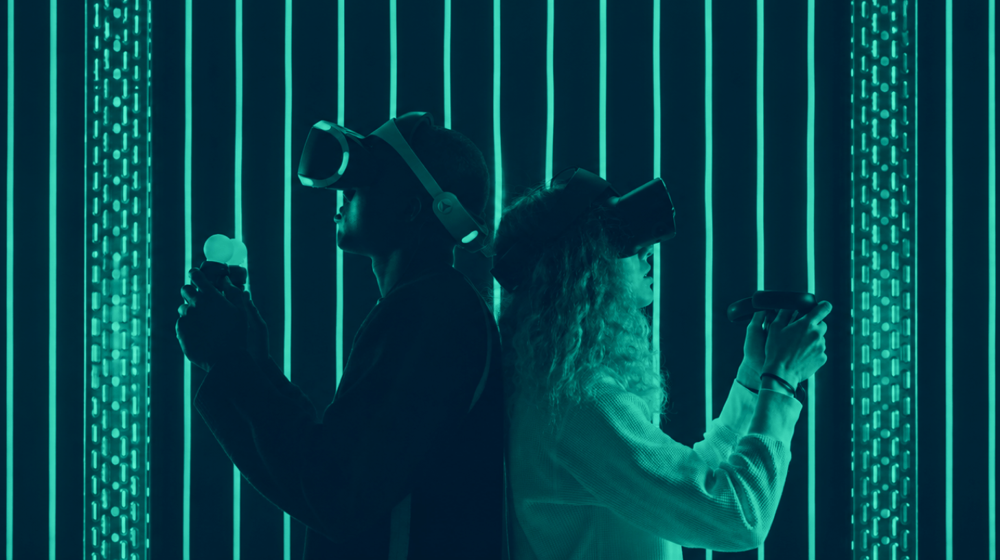 two students with VR sets
